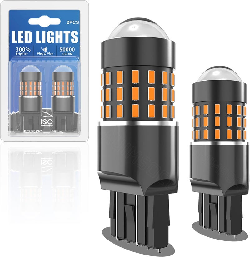 AUIMSOCO Rear Turn Signal Bulb for Honda Pilot(2003 2004 2005 2006 2007 2008 2009 2010 2011 2012 2013 2014 2015) 7443 LED Bulbs, Amber Yellow, 7444 Replacement 300% Brighter 4000LM, Plug & Play, Pack of 2 - Image 1